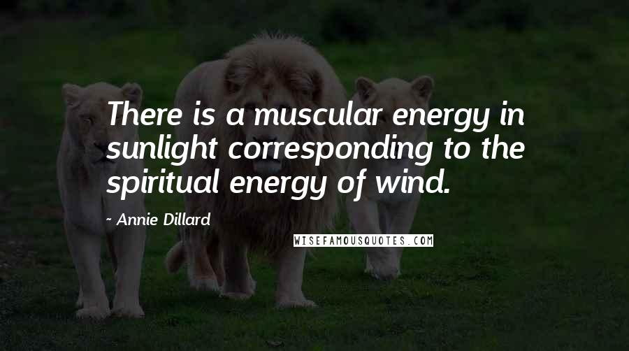 Annie Dillard Quotes: There is a muscular energy in sunlight corresponding to the spiritual energy of wind.