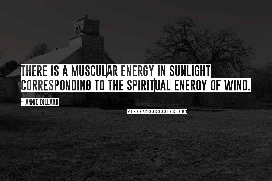 Annie Dillard Quotes: There is a muscular energy in sunlight corresponding to the spiritual energy of wind.
