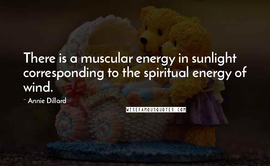 Annie Dillard Quotes: There is a muscular energy in sunlight corresponding to the spiritual energy of wind.
