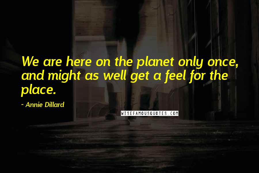 Annie Dillard Quotes: We are here on the planet only once, and might as well get a feel for the place.