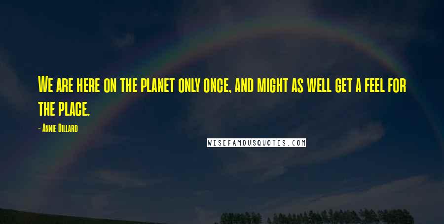 Annie Dillard Quotes: We are here on the planet only once, and might as well get a feel for the place.