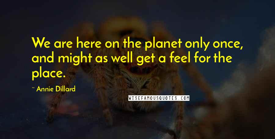 Annie Dillard Quotes: We are here on the planet only once, and might as well get a feel for the place.