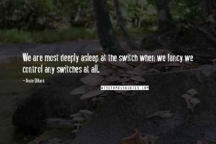 Annie Dillard Quotes: We are most deeply asleep at the switch when we fancy we control any switches at all.