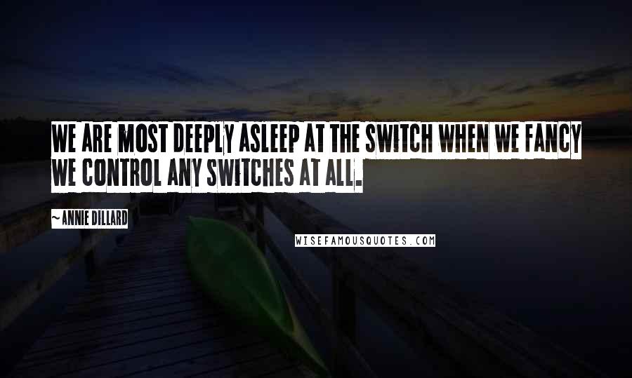 Annie Dillard Quotes: We are most deeply asleep at the switch when we fancy we control any switches at all.