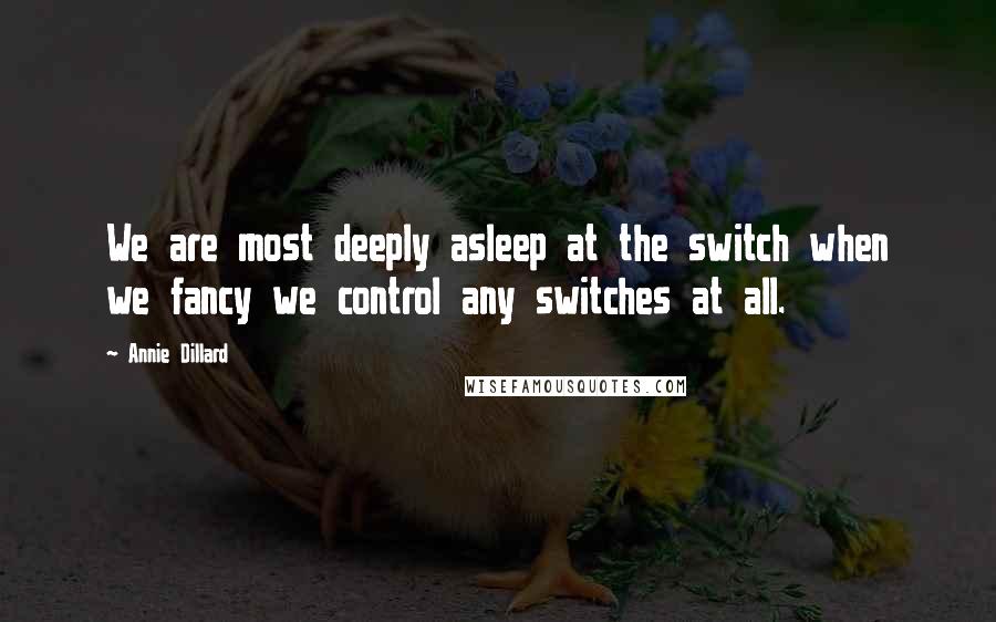 Annie Dillard Quotes: We are most deeply asleep at the switch when we fancy we control any switches at all.