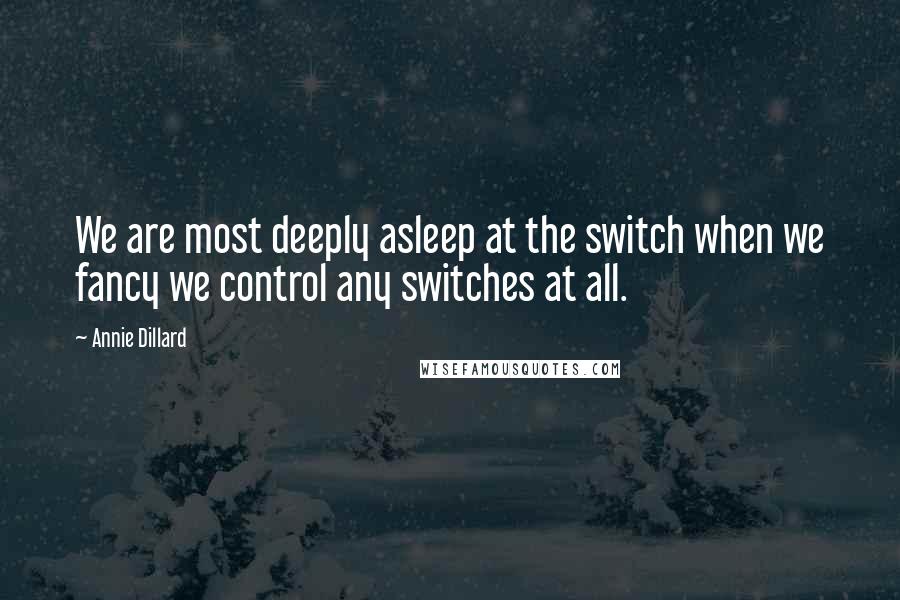 Annie Dillard Quotes: We are most deeply asleep at the switch when we fancy we control any switches at all.