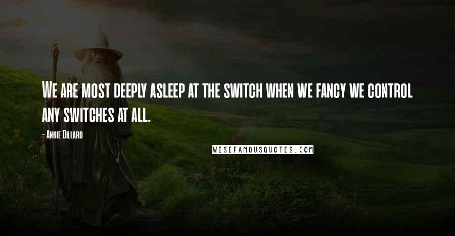 Annie Dillard Quotes: We are most deeply asleep at the switch when we fancy we control any switches at all.