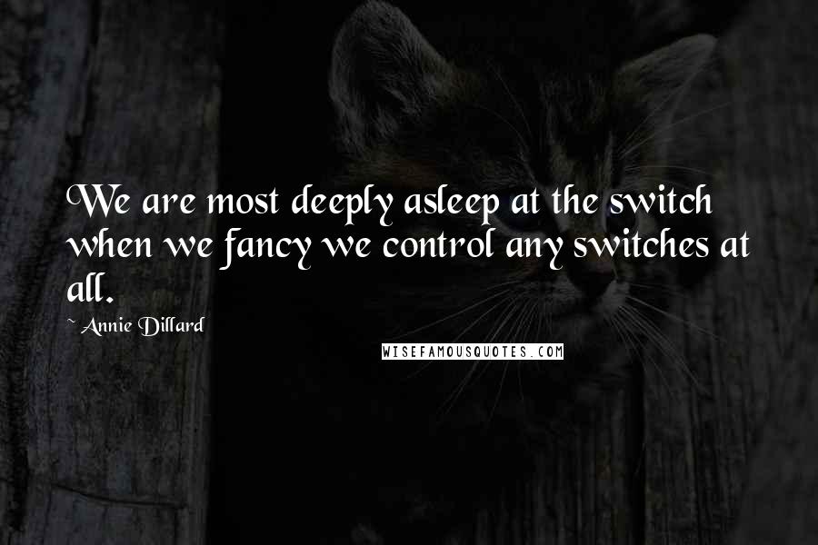 Annie Dillard Quotes: We are most deeply asleep at the switch when we fancy we control any switches at all.