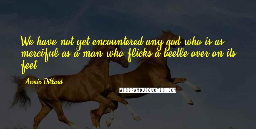 Annie Dillard Quotes: We have not yet encountered any god who is as merciful as a man who flicks a beetle over on its feet.