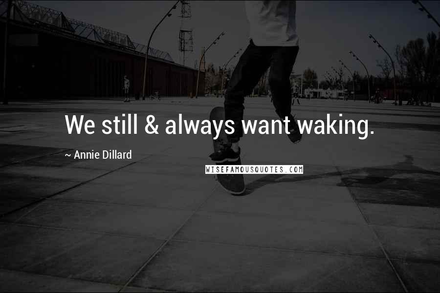 Annie Dillard Quotes: We still & always want waking.