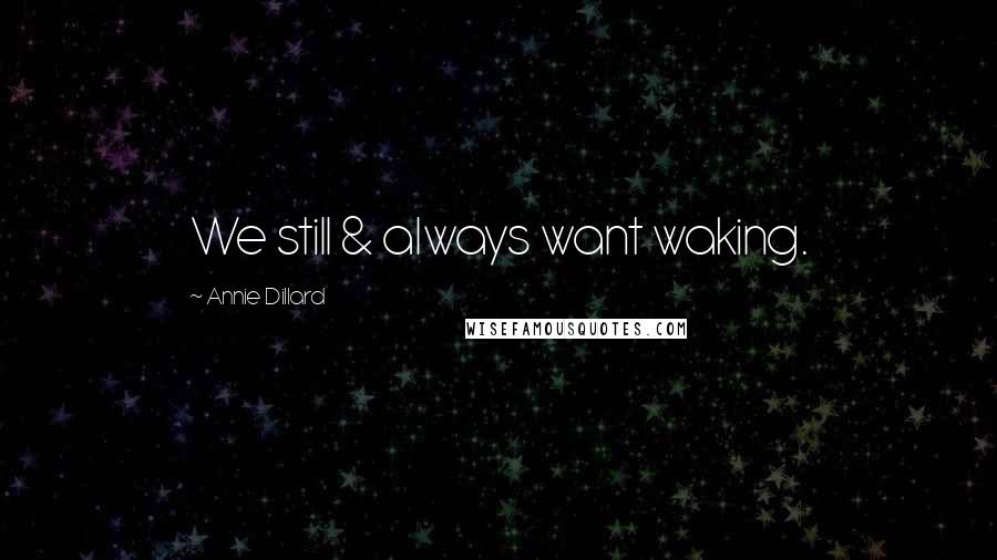 Annie Dillard Quotes: We still & always want waking.