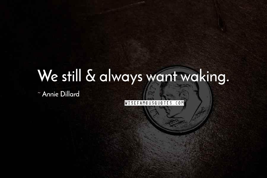 Annie Dillard Quotes: We still & always want waking.