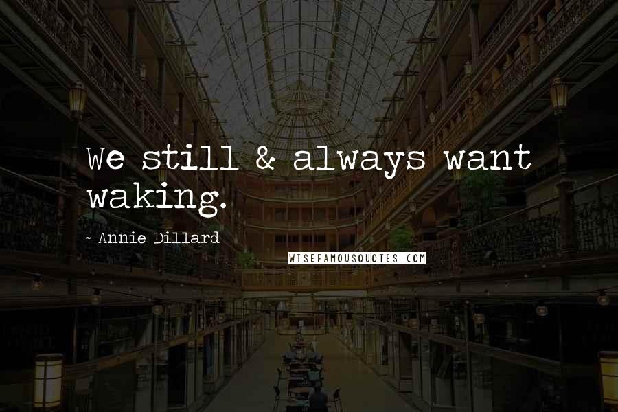 Annie Dillard Quotes: We still & always want waking.