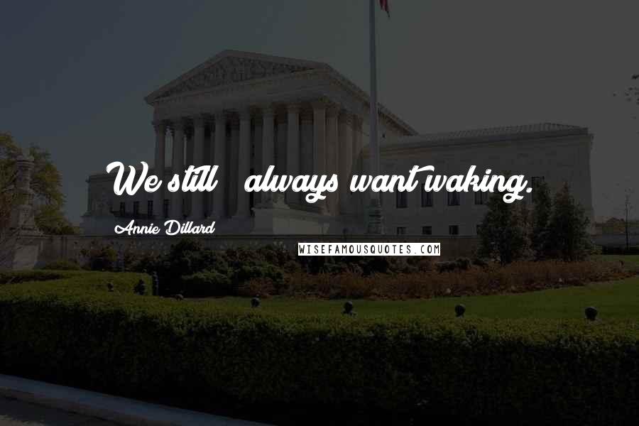 Annie Dillard Quotes: We still & always want waking.