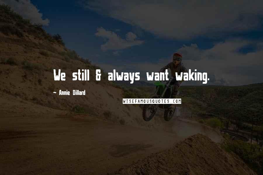 Annie Dillard Quotes: We still & always want waking.