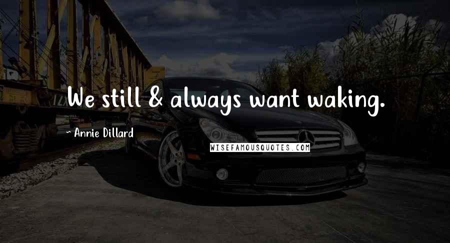 Annie Dillard Quotes: We still & always want waking.