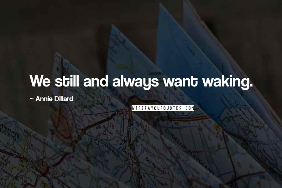 Annie Dillard Quotes: We still and always want waking.