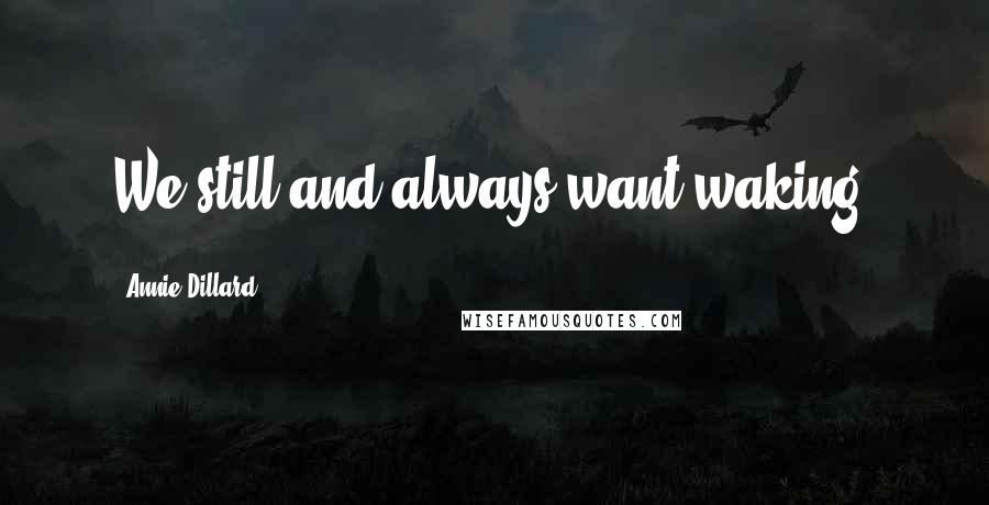 Annie Dillard Quotes: We still and always want waking.