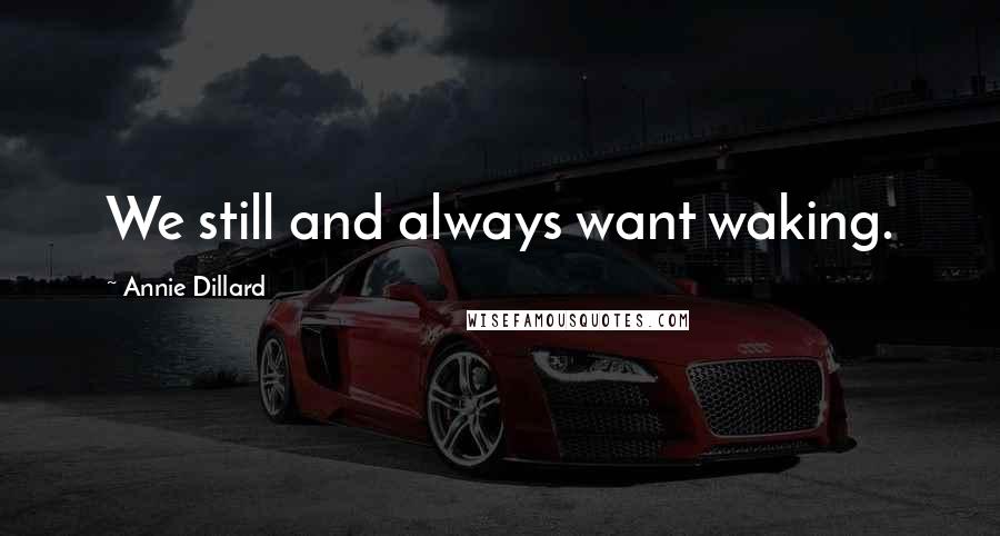 Annie Dillard Quotes: We still and always want waking.