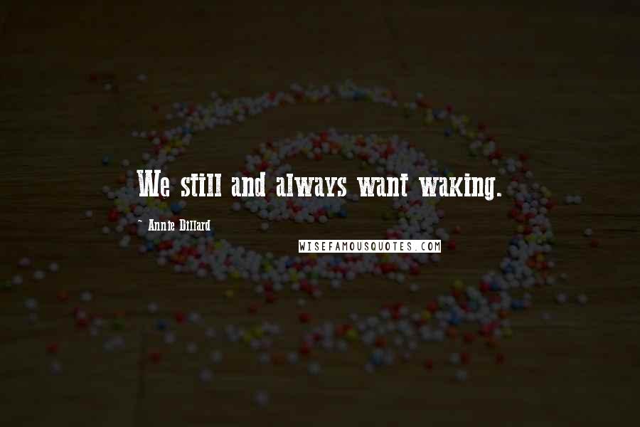 Annie Dillard Quotes: We still and always want waking.