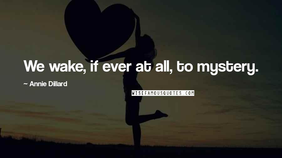 Annie Dillard Quotes: We wake, if ever at all, to mystery.