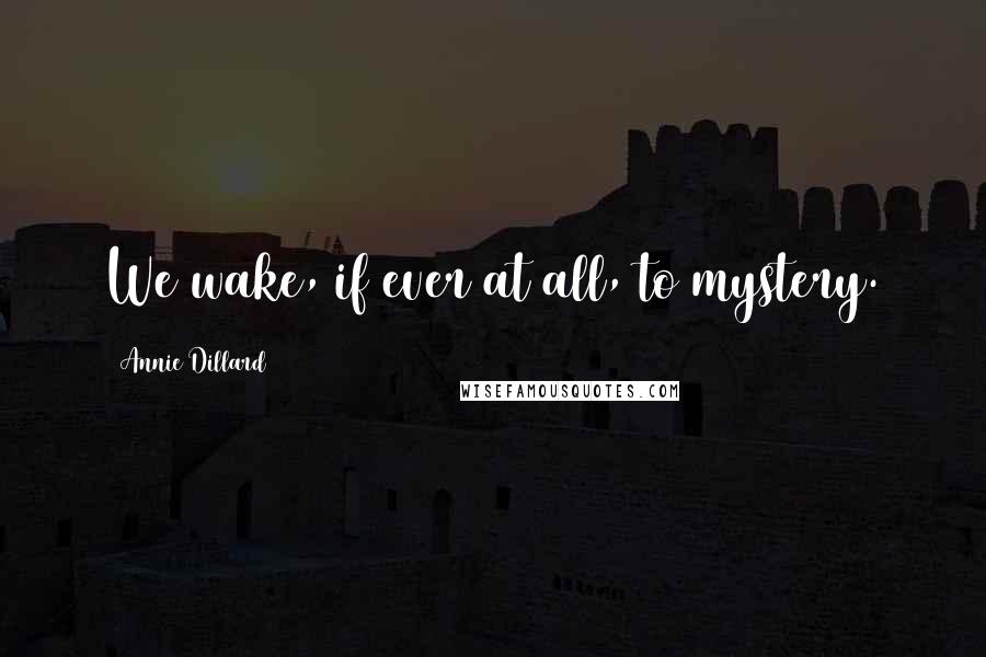 Annie Dillard Quotes: We wake, if ever at all, to mystery.