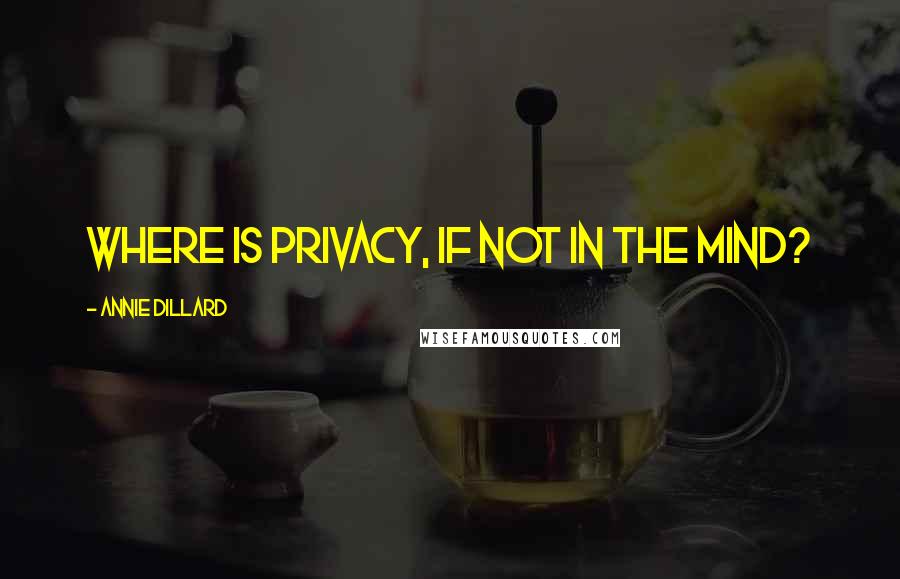 Annie Dillard Quotes: Where is privacy, if not in the mind?