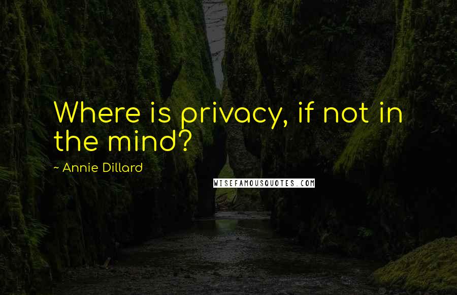 Annie Dillard Quotes: Where is privacy, if not in the mind?