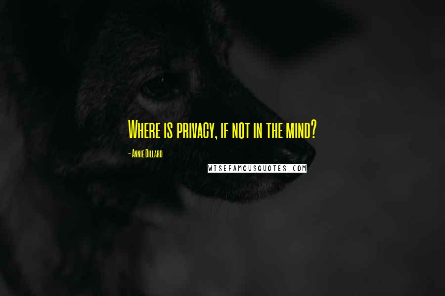 Annie Dillard Quotes: Where is privacy, if not in the mind?
