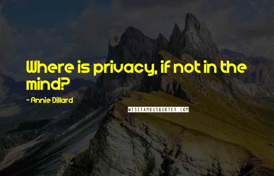 Annie Dillard Quotes: Where is privacy, if not in the mind?