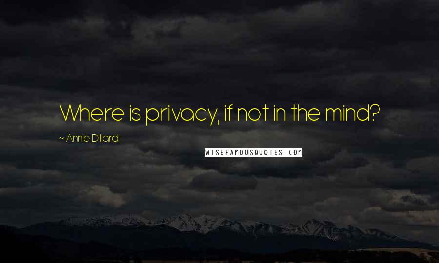 Annie Dillard Quotes: Where is privacy, if not in the mind?