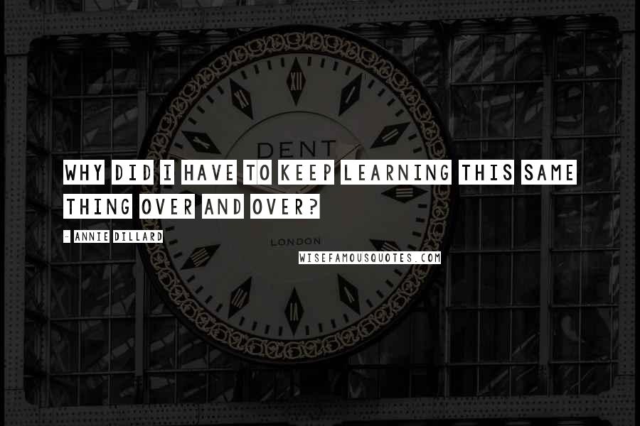 Annie Dillard Quotes: Why did I have to keep learning this same thing over and over?