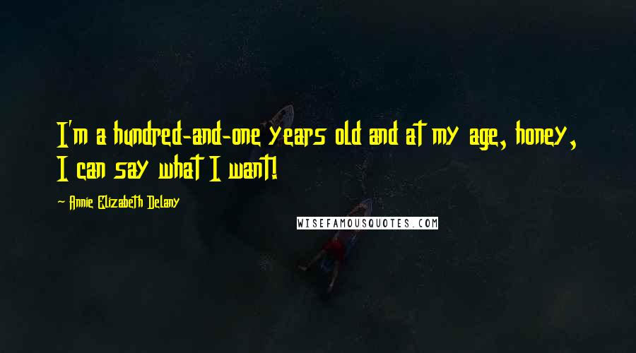 Annie Elizabeth Delany Quotes: I'm a hundred-and-one years old and at my age, honey, I can say what I want!
