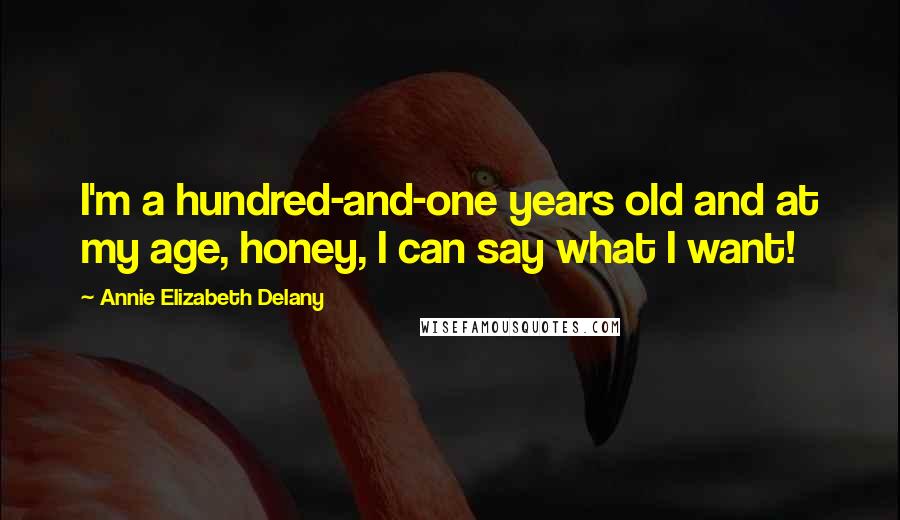 Annie Elizabeth Delany Quotes: I'm a hundred-and-one years old and at my age, honey, I can say what I want!