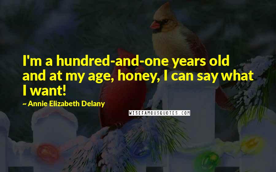 Annie Elizabeth Delany Quotes: I'm a hundred-and-one years old and at my age, honey, I can say what I want!