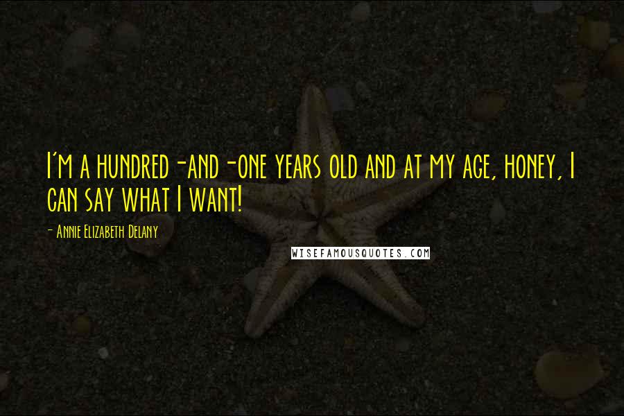 Annie Elizabeth Delany Quotes: I'm a hundred-and-one years old and at my age, honey, I can say what I want!
