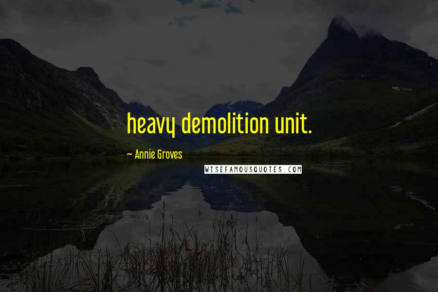 Annie Groves Quotes: heavy demolition unit.
