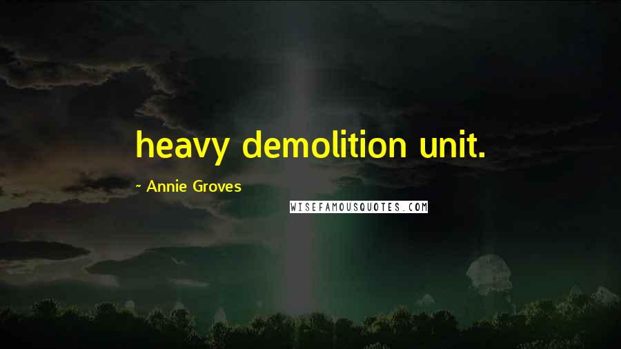 Annie Groves Quotes: heavy demolition unit.