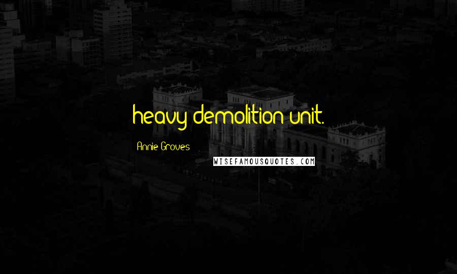 Annie Groves Quotes: heavy demolition unit.