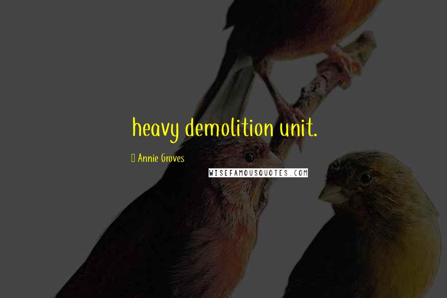 Annie Groves Quotes: heavy demolition unit.