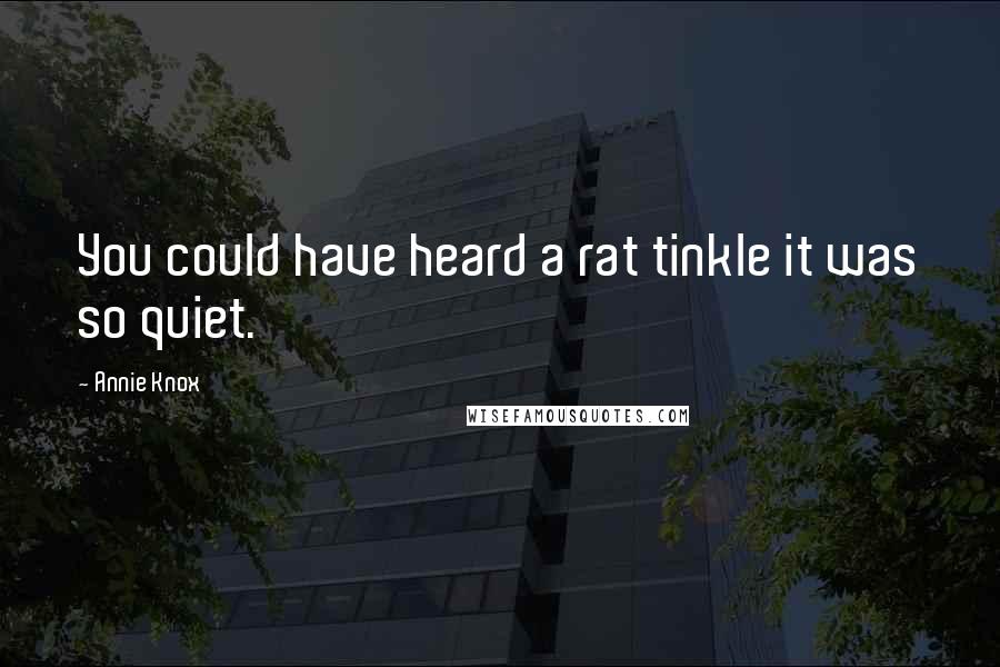 Annie Knox Quotes: You could have heard a rat tinkle it was so quiet.