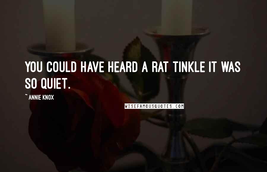 Annie Knox Quotes: You could have heard a rat tinkle it was so quiet.