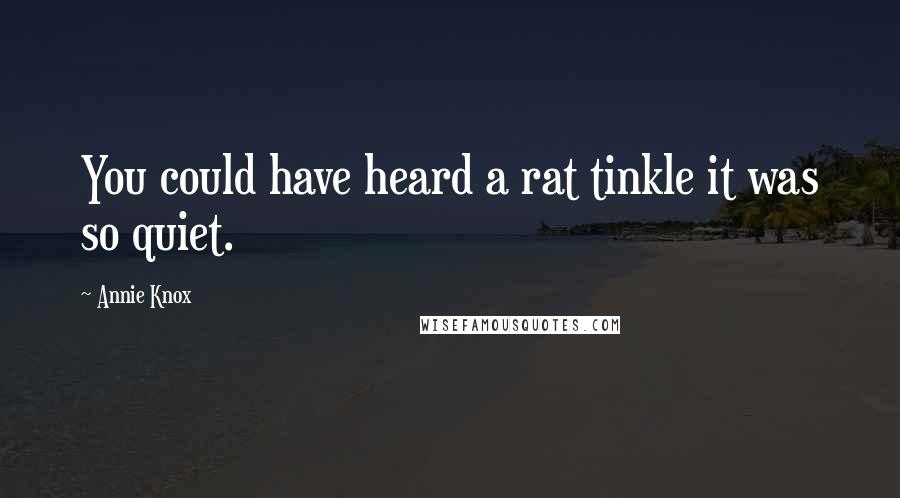 Annie Knox Quotes: You could have heard a rat tinkle it was so quiet.