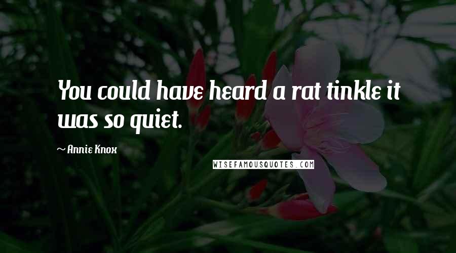 Annie Knox Quotes: You could have heard a rat tinkle it was so quiet.