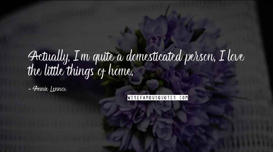 Annie Lennox Quotes: Actually, I'm quite a domesticated person. I love the little things of home.