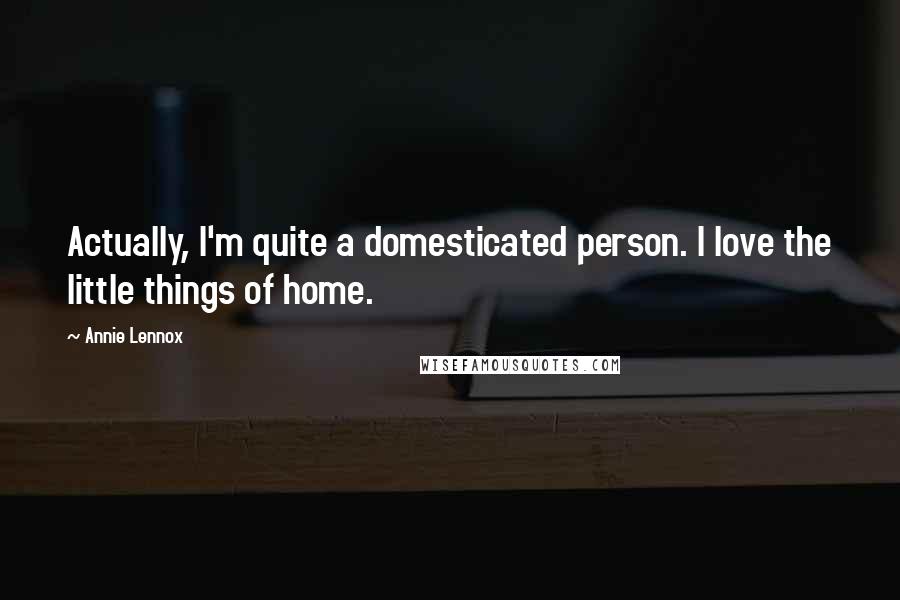Annie Lennox Quotes: Actually, I'm quite a domesticated person. I love the little things of home.