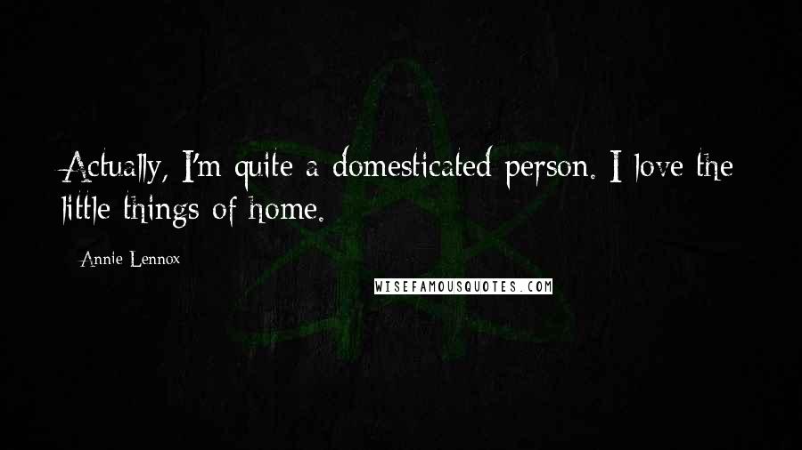 Annie Lennox Quotes: Actually, I'm quite a domesticated person. I love the little things of home.