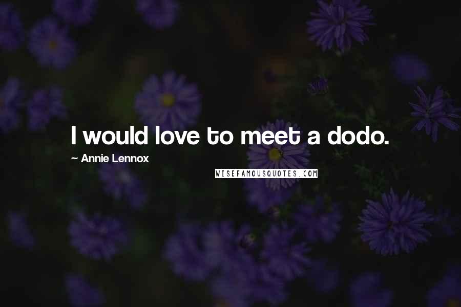 Annie Lennox Quotes: I would love to meet a dodo.
