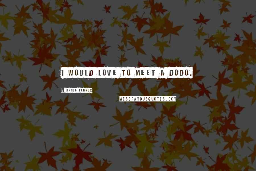 Annie Lennox Quotes: I would love to meet a dodo.