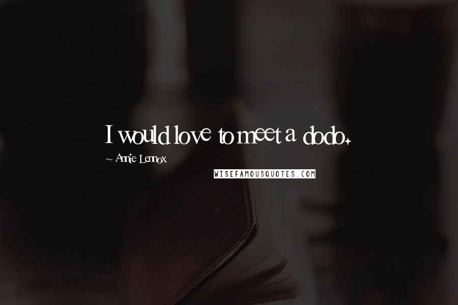 Annie Lennox Quotes: I would love to meet a dodo.
